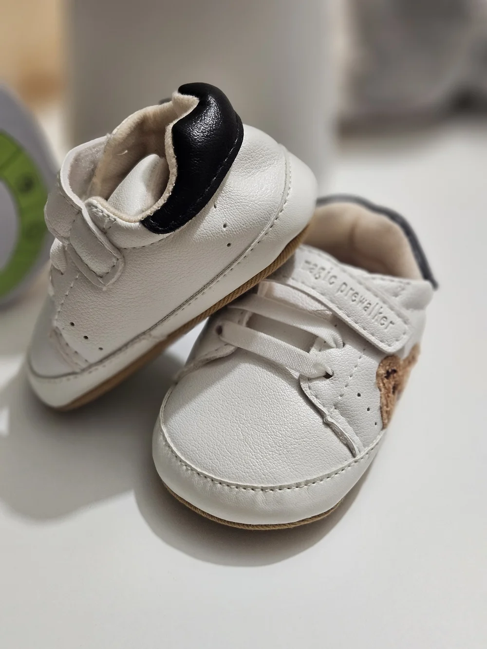Classic White Kids Sneakers with Black Heel Accent